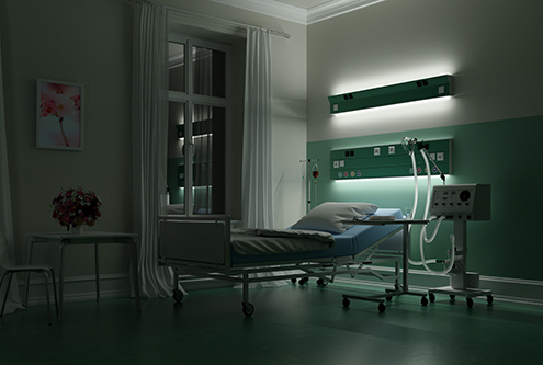Krankenhausbett während Nachtdienst